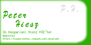 peter hiesz business card